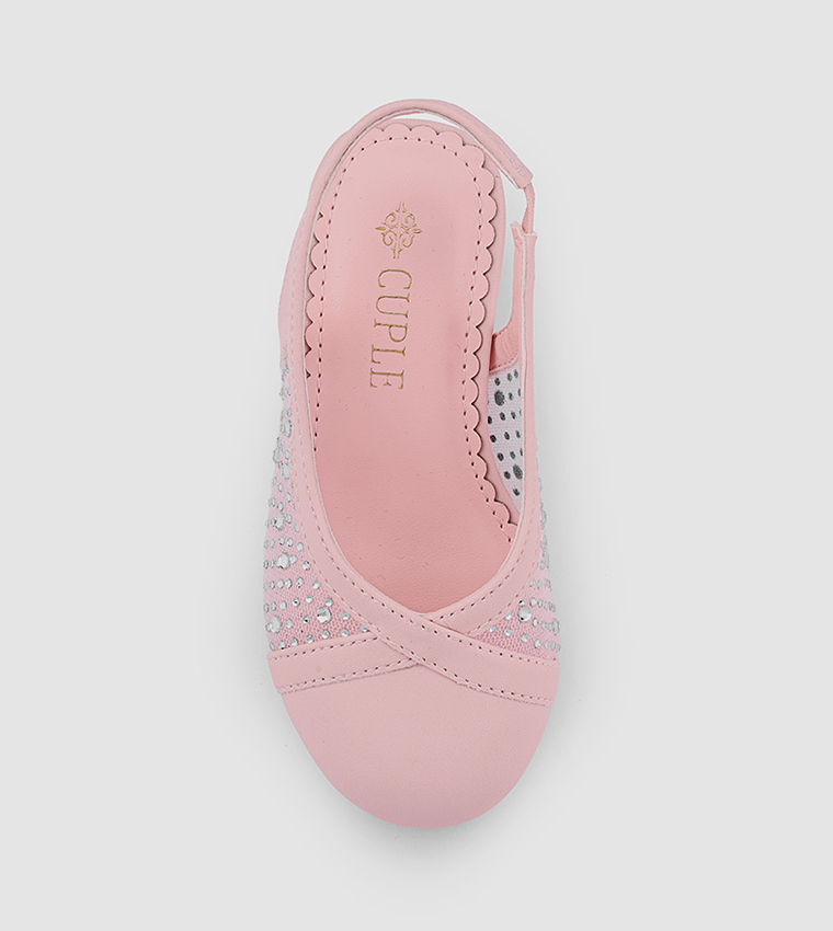 Embellished Round Toe Slingback Pumps