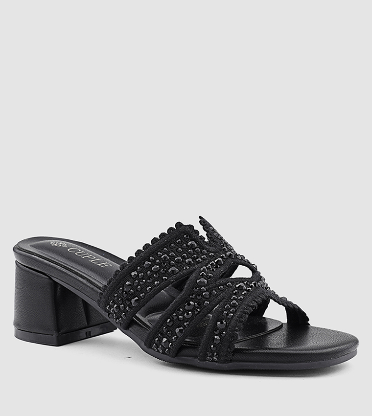 Embellished Open Toe Heeled Sandals