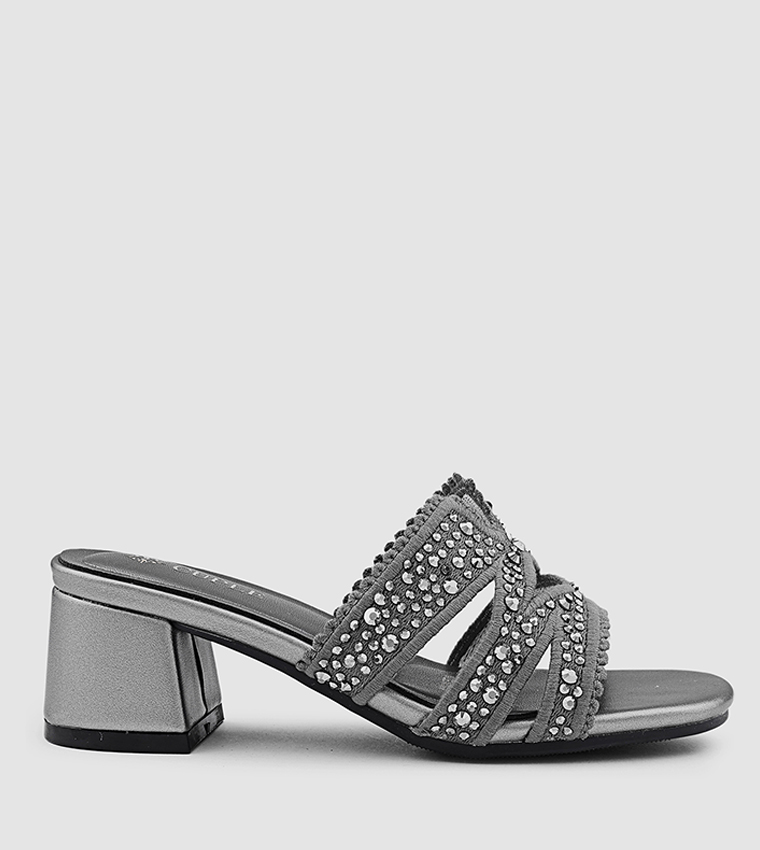 Embellished Open Toe Heeled Sandals