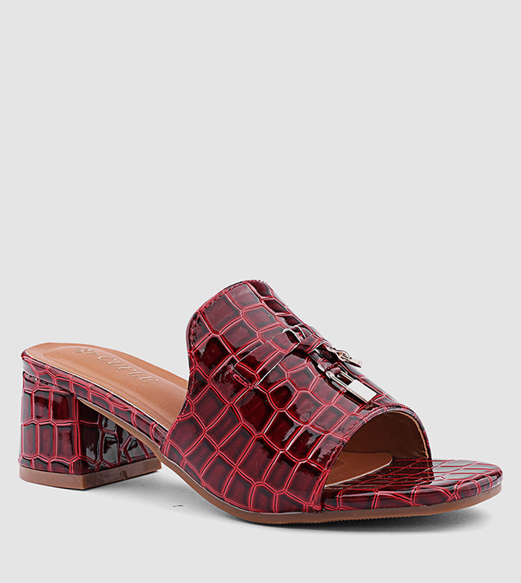 Textured Open Toe Heeled Sandals