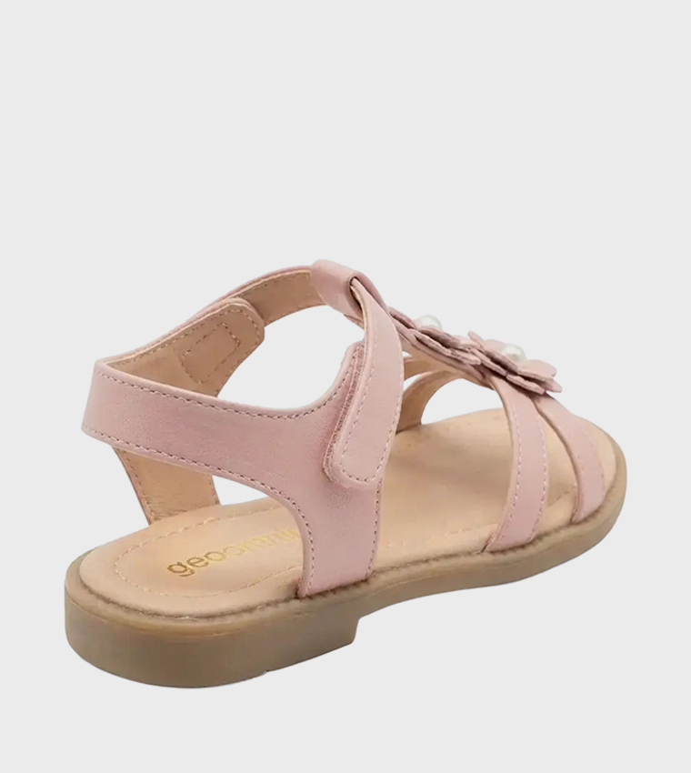 Flower Detail Open Toe Flat Sandals