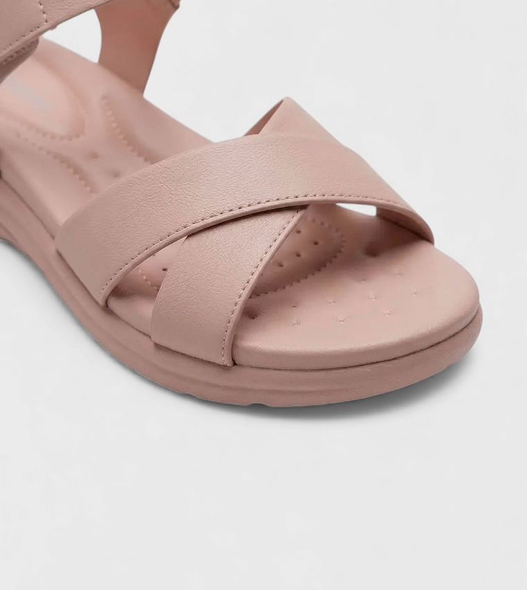 Criss-Cross Strap Wedge Sandals