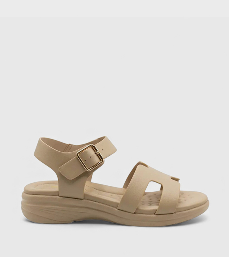 جيومني  صنادل كعب سميك - بيج أحذية كعب سميك