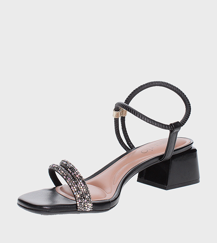 ATTICUS Embellished Block Heel Sandals