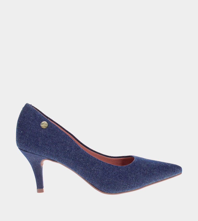 SCHOLASTICA Pointed Toe Denim Pumps