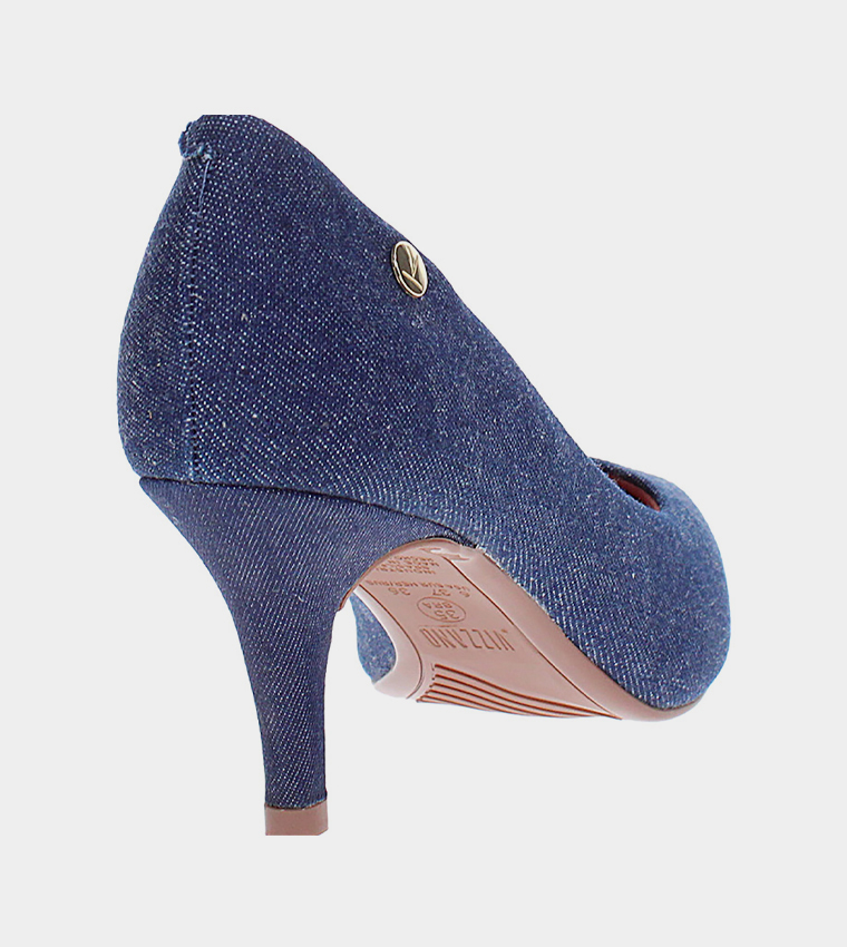 SCHOLASTICA Pointed Toe Denim Pumps