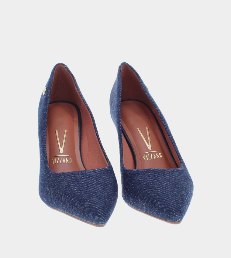 SCHOLASTICA Pointed Toe Denim Pumps