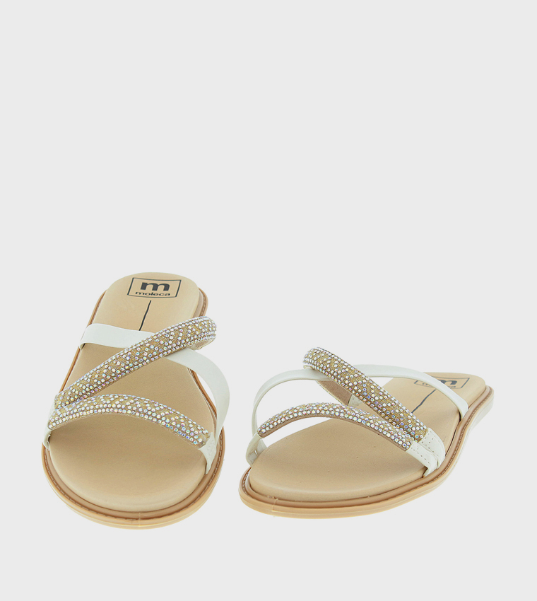 موليكا  الصنادل المسطحة - أوف وايت  Flat Sandals