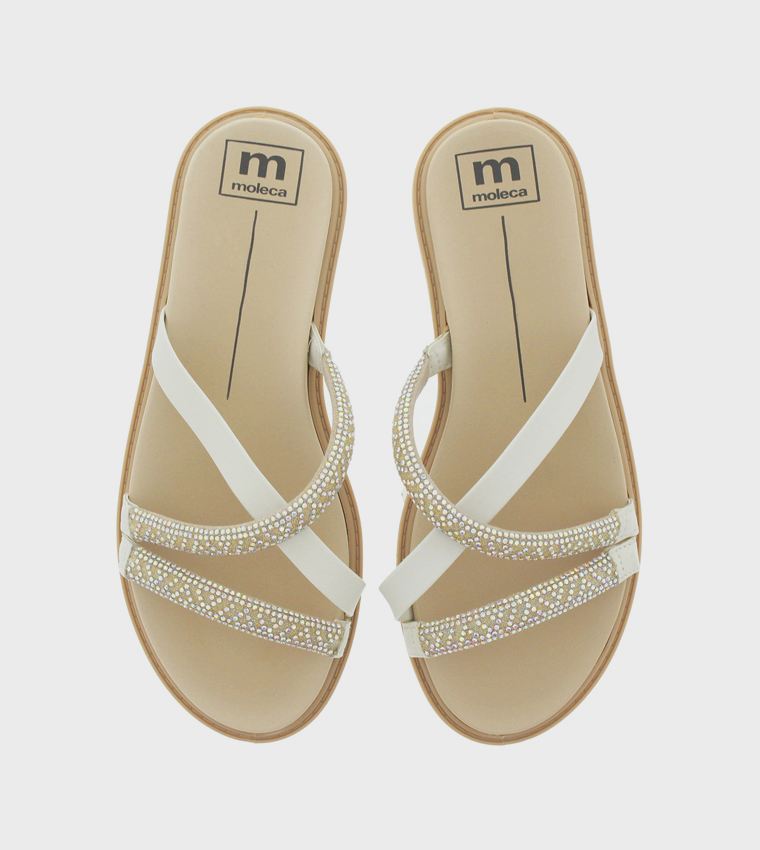 موليكا  الصنادل المسطحة - أوف وايت  Flat Sandals