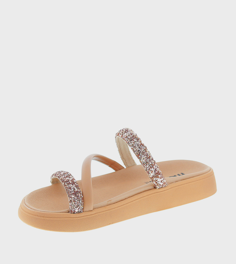 Embellished Open Toe Flatform Sandals