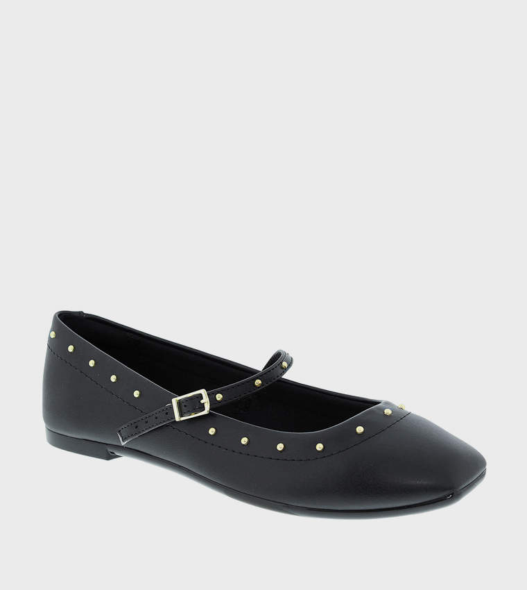 Stud Detail Square Toe Mary Jane Shoes