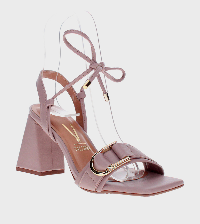 Ankle Tie Square Toe Heel Sandals