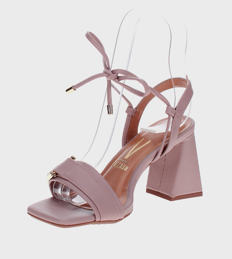 Ankle Tie Square Toe Heel Sandals