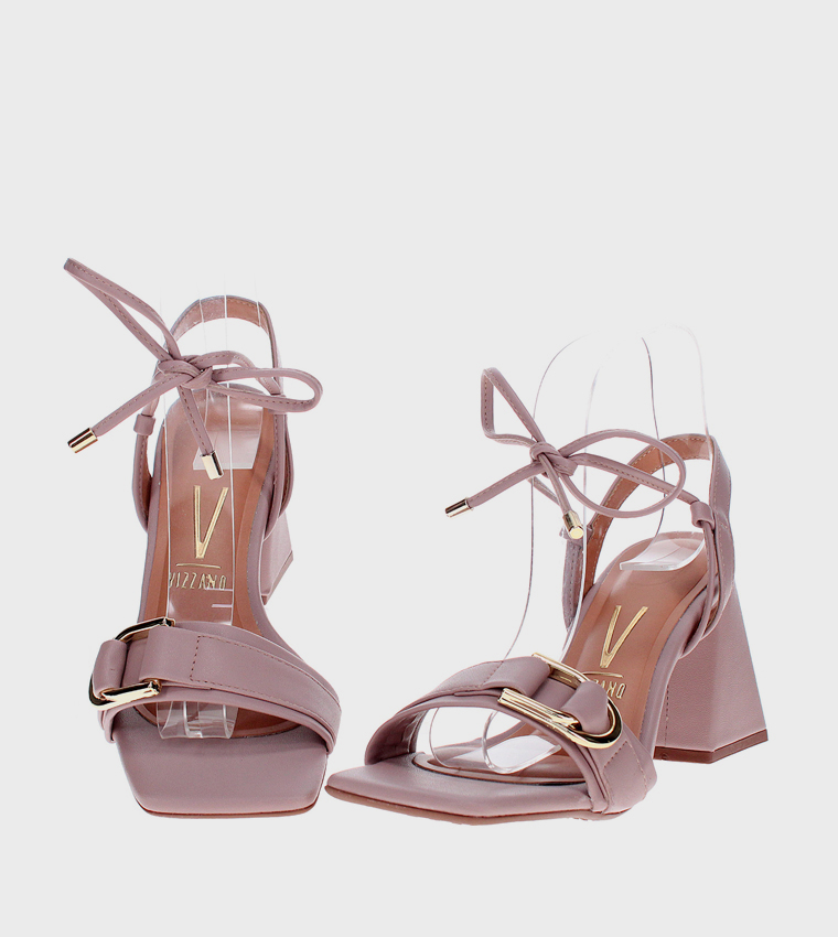 Ankle Tie Square Toe Heel Sandals