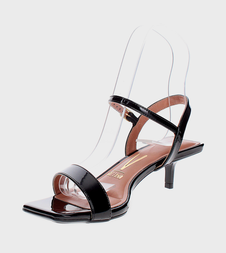 Solid Square Toe Heel Sandals