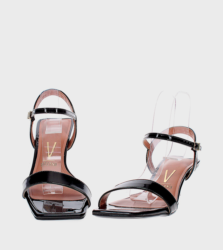 Solid Square Toe Heel Sandals