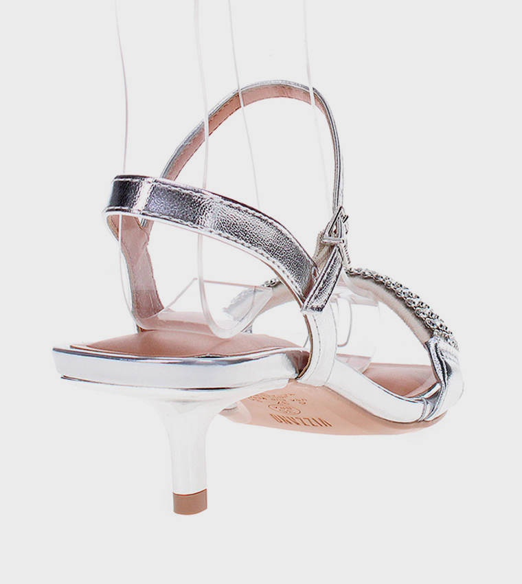 Embellished Square Toe Heel Sandals