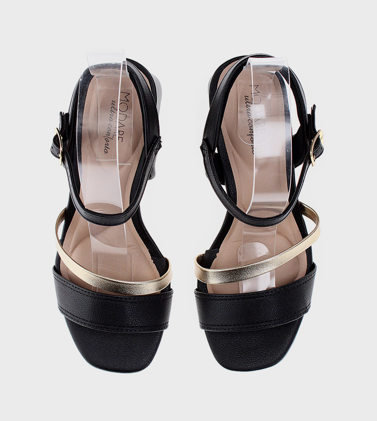 Textured Open Toe Heel Sandals
