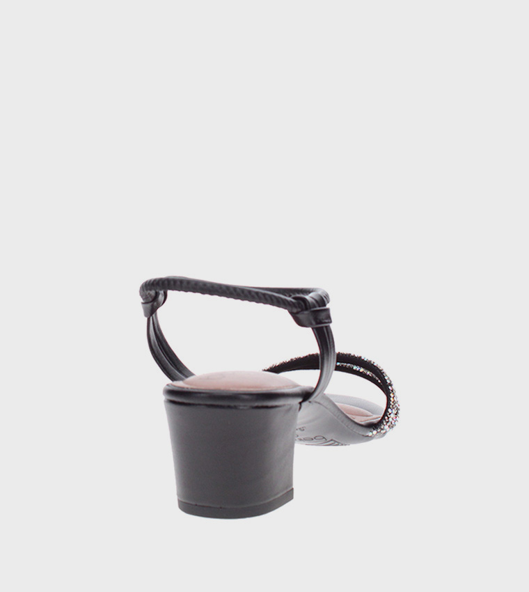 EUDORA Embellished Ankle Strap Heeled Sandals