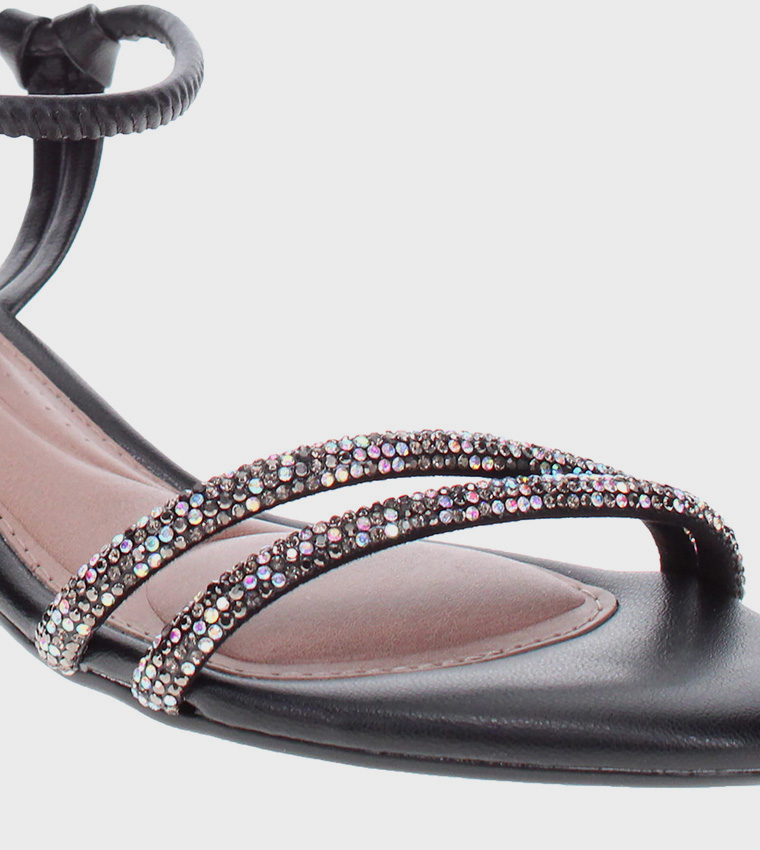 EUDORA Embellished Ankle Strap Heeled Sandals