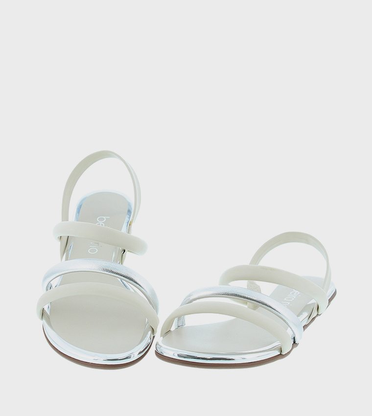 Color Block Open Toe Flat Sandals