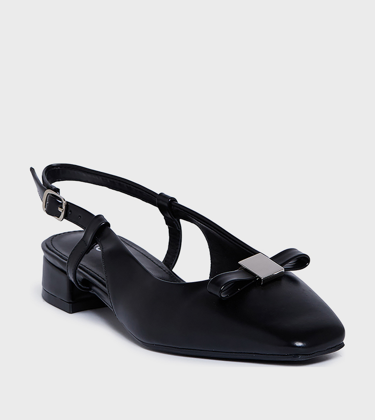 ALEXEI Solid Bow Detail Slingback Pumps