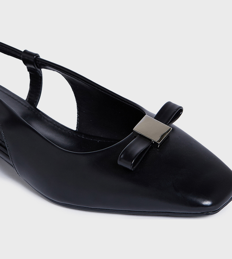 ALEXEI Solid Bow Detail Slingback Pumps