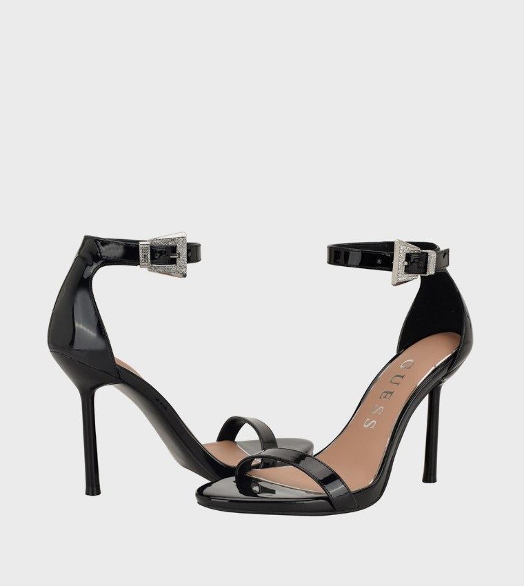 INSRAA Solid Ankle Strap Heeled Sandals
