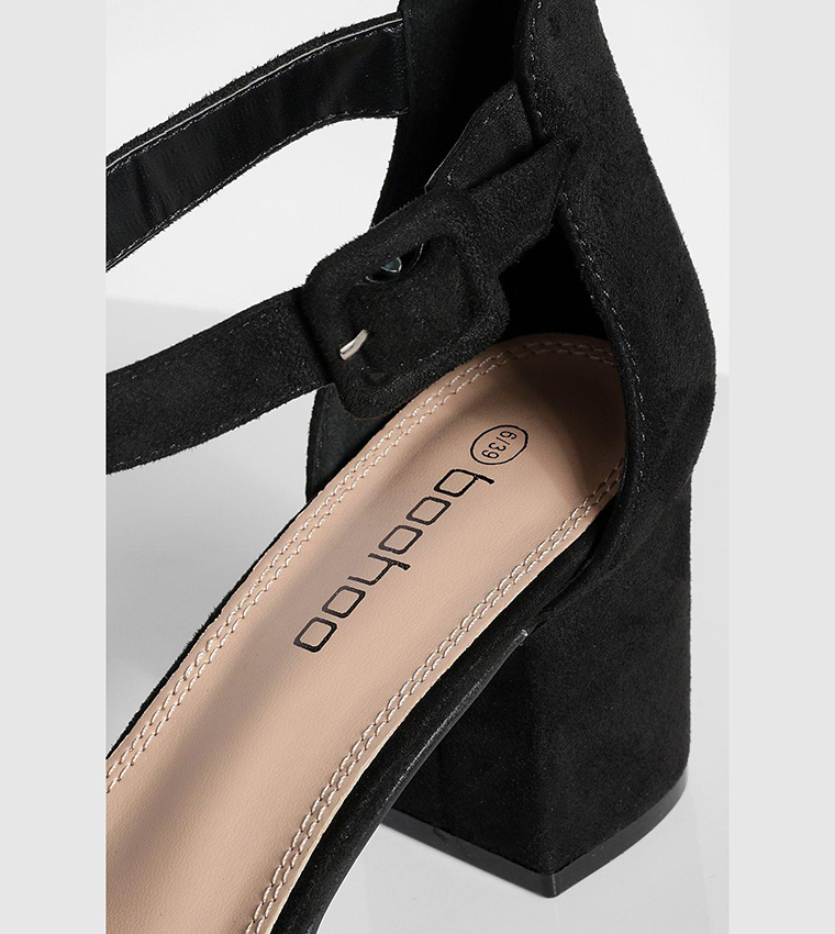 Wide Fit Buckled Block Heel Shoes