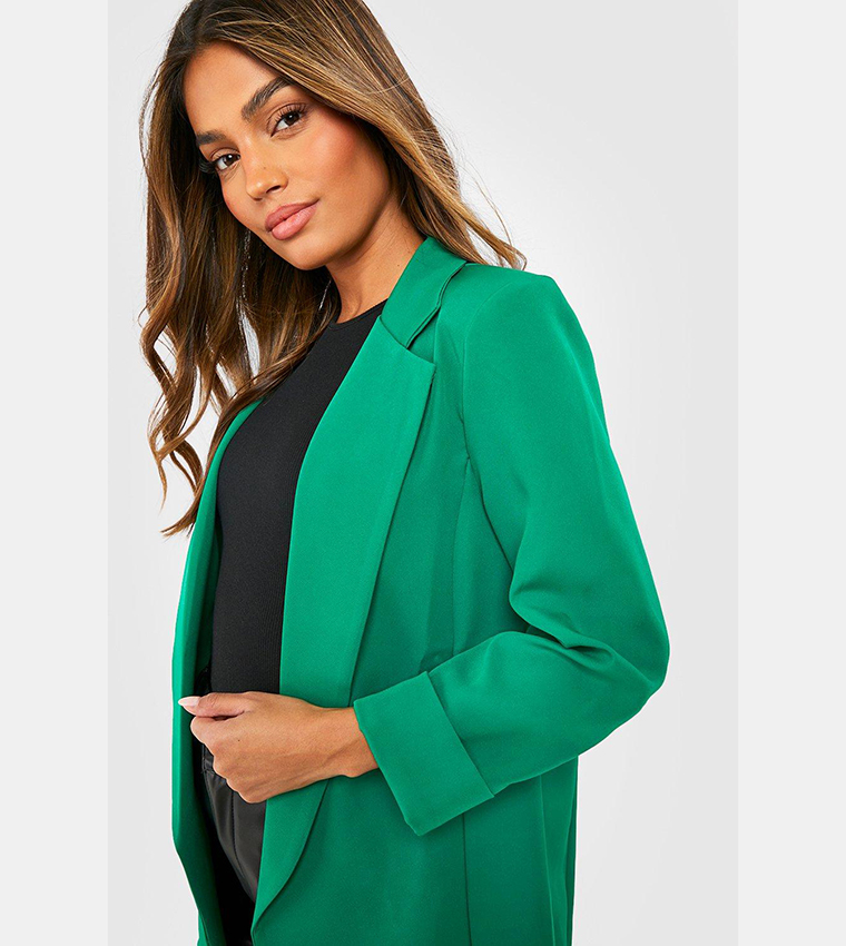 Basic Woven Turn Cuff Relaxed Fit Blazer