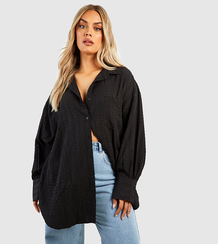 Textured Woven Oversized Shirt