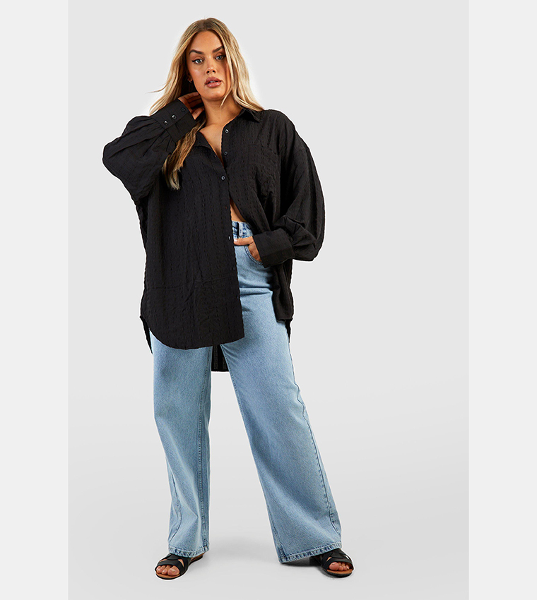 Textured Woven Oversized Shirt