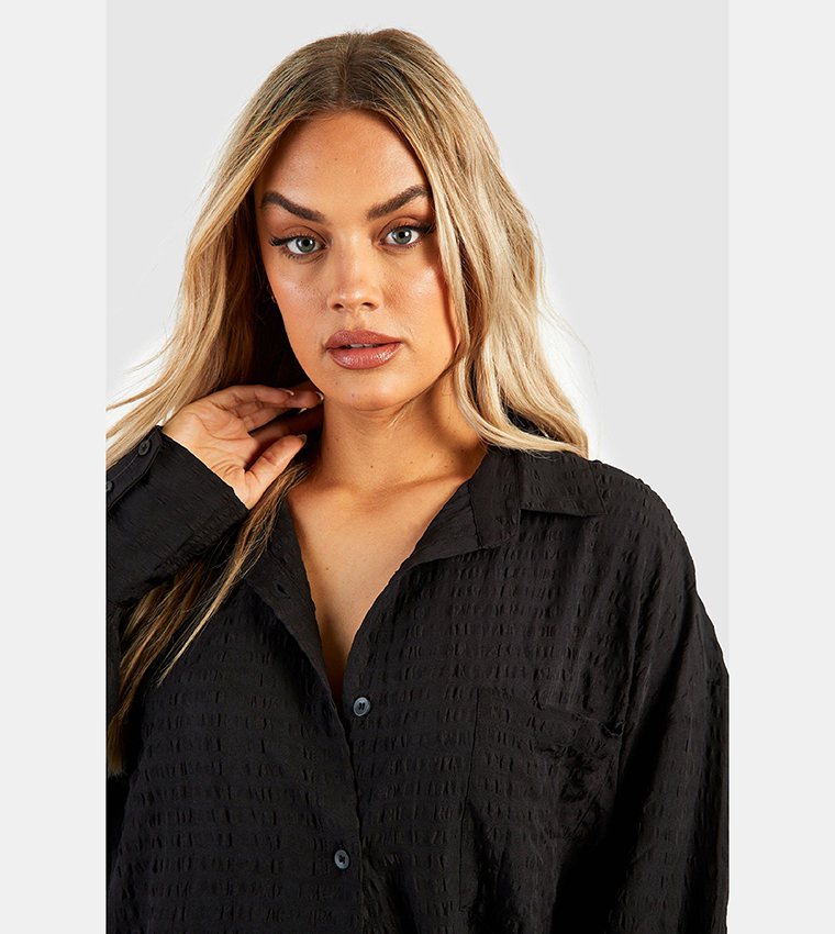 Textured Woven Oversized Shirt