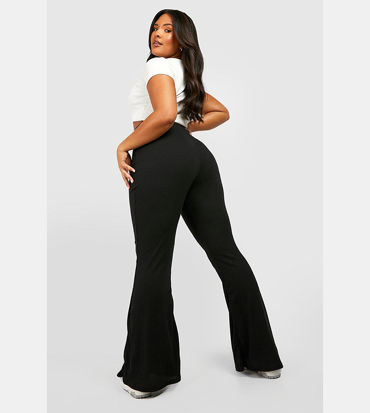 Basic Ribbed Flare Trousers