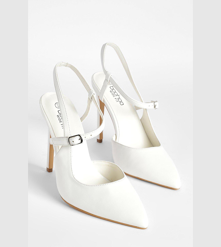 Wide Fit Buckle Detail Sling Back Court Heel Shoes