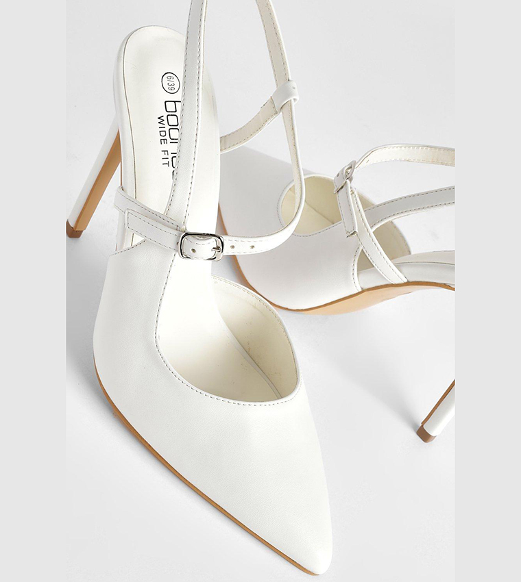 Wide Fit Buckle Detail Sling Back Court Heel Shoes