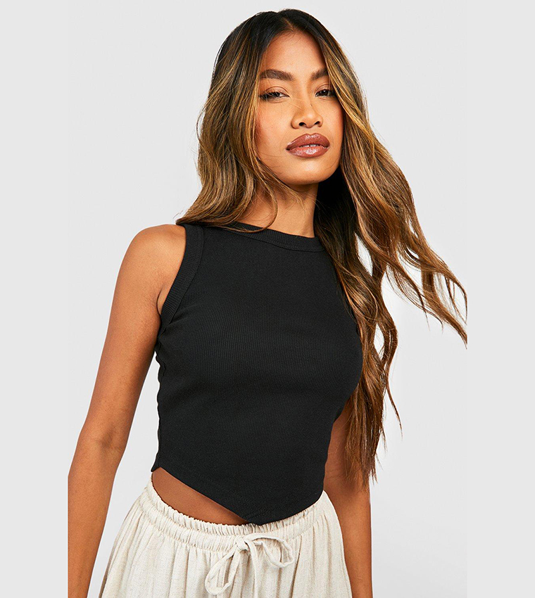 Thick Binding V Hem Ribbed Top