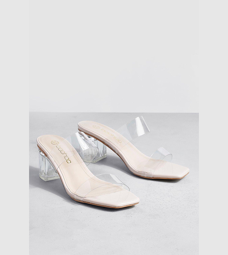 Clear Double Strap Block Heel Sandals