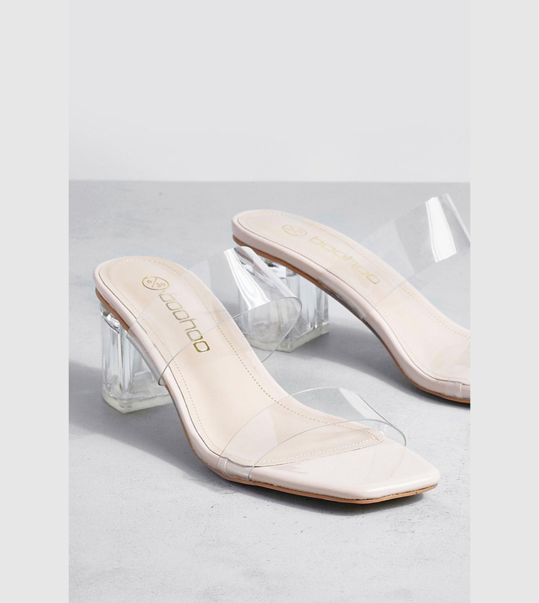 Clear Double Strap Block Heel Sandals