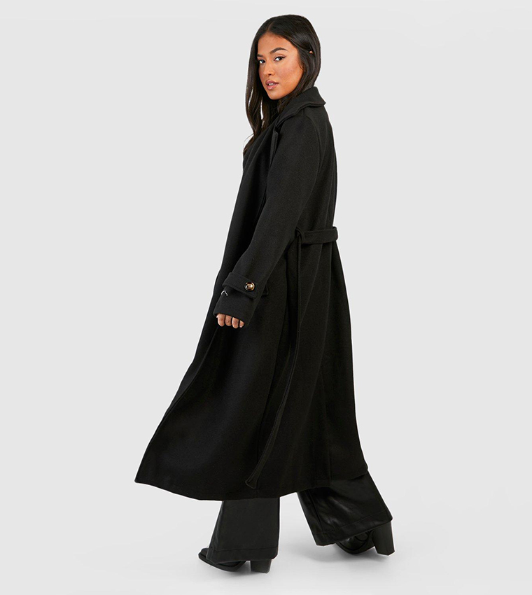 معطف ترنش صوف بحزام 