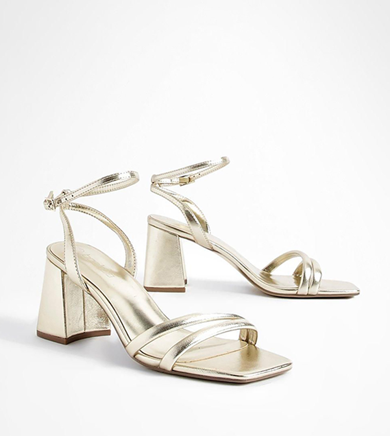 Padded Ankle Strap Block Heel Sandals