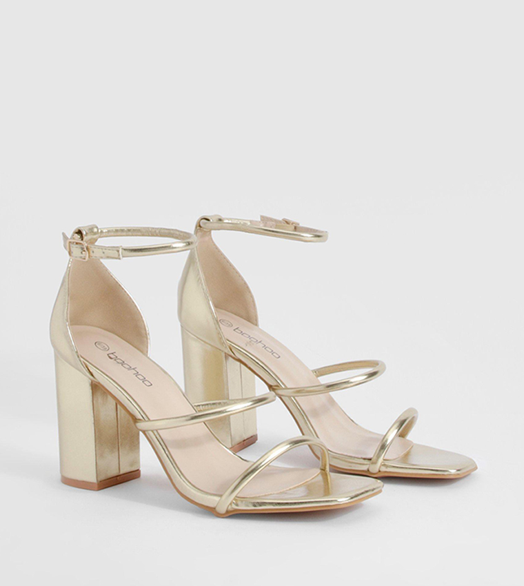 Triple Strap Block Heel Sandals
