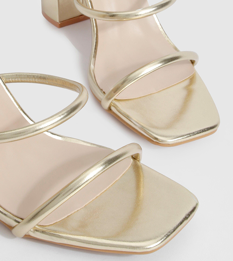 Triple Strap Block Heel Sandals