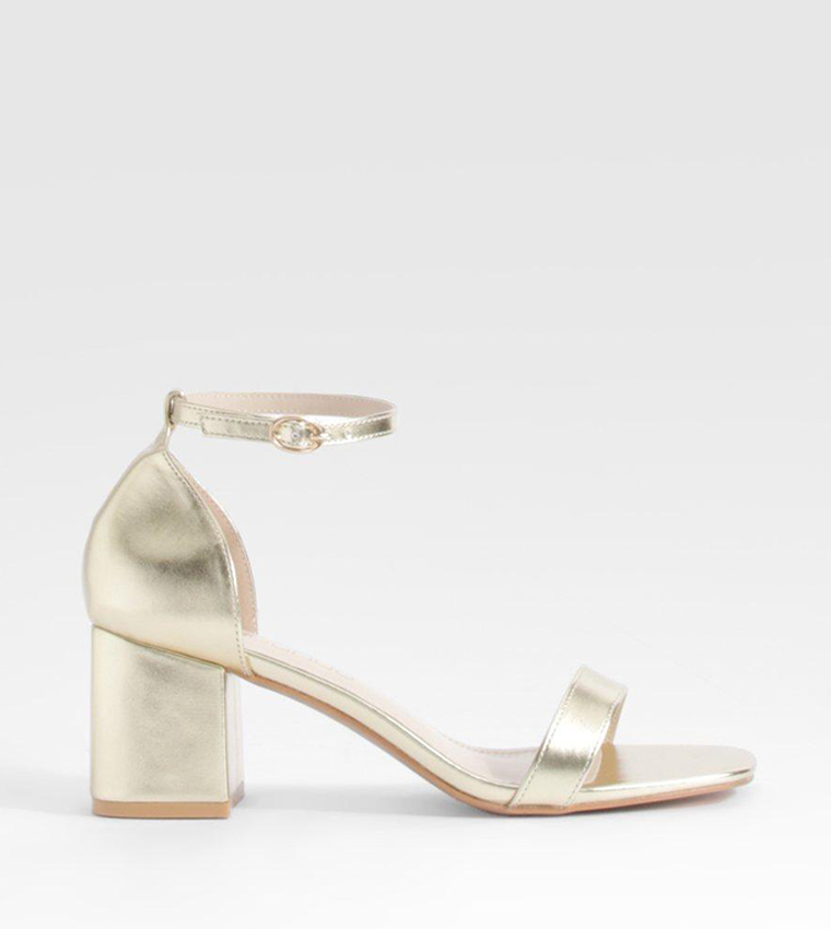 Metallic Barely There Block Heel Sandals