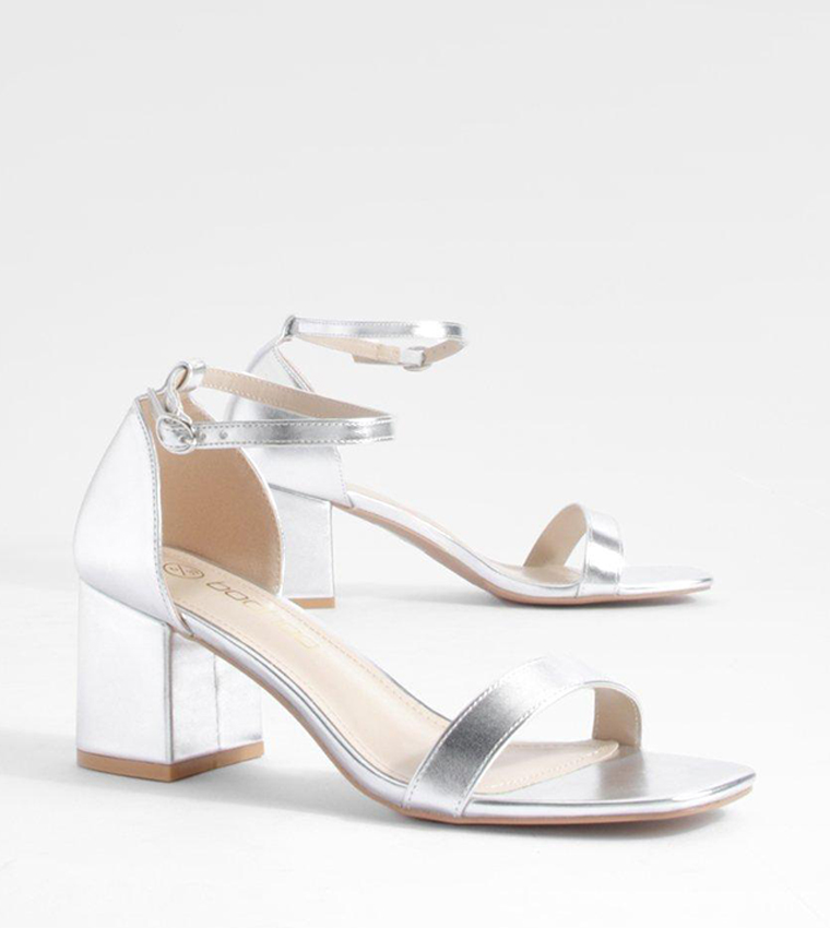 Wide Fit Metallic Low Block Heel Sandals