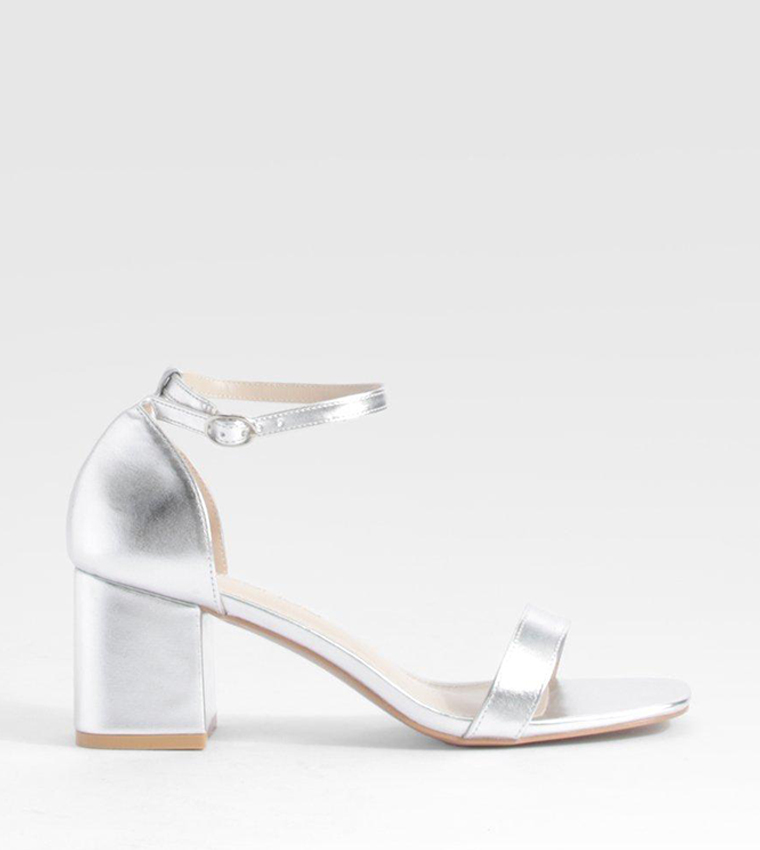 Wide Fit Metallic Low Block Heel Sandals