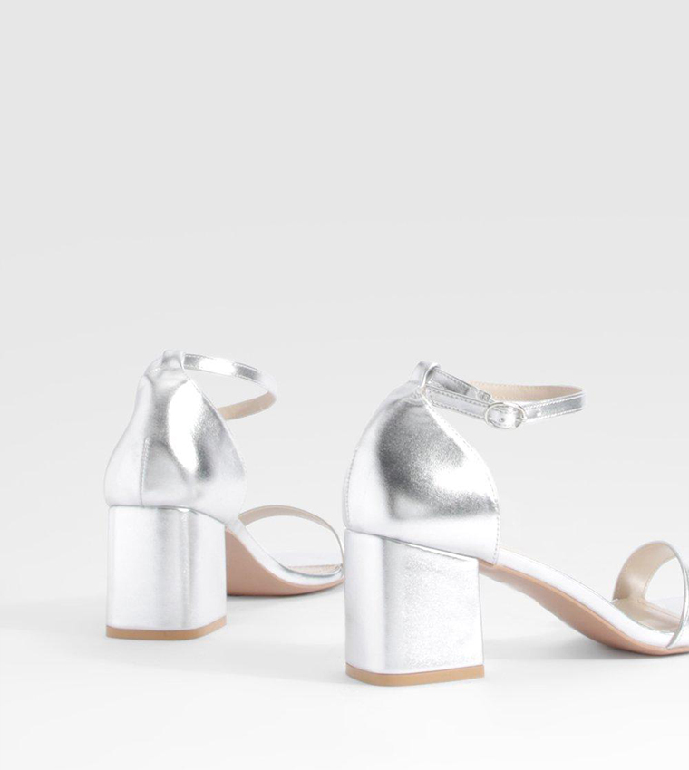 Wide Fit Metallic Low Block Heel Sandals