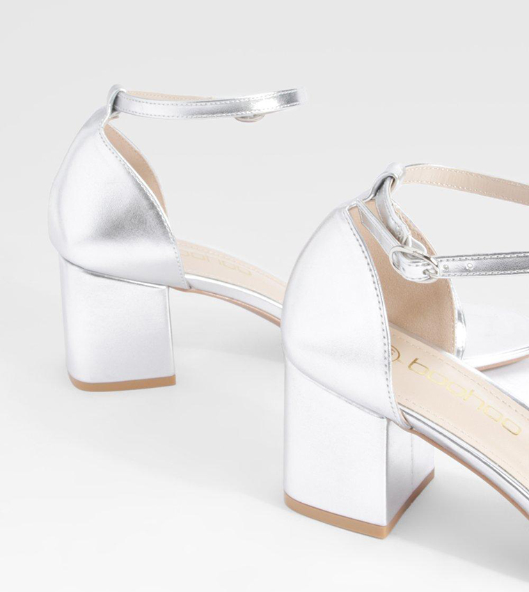 Wide Fit Metallic Low Block Heel Sandals