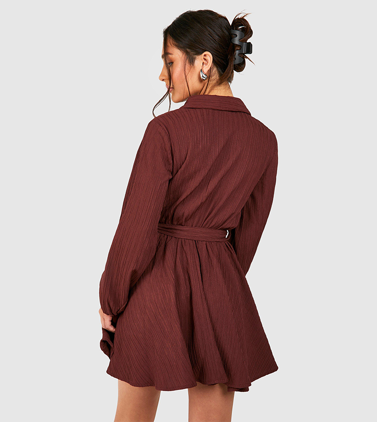 Petite Crinkle Skater Shirt Dress
