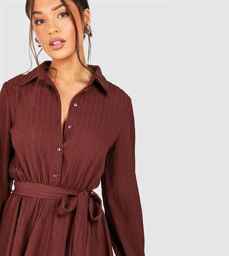 Petite Crinkle Skater Shirt Dress